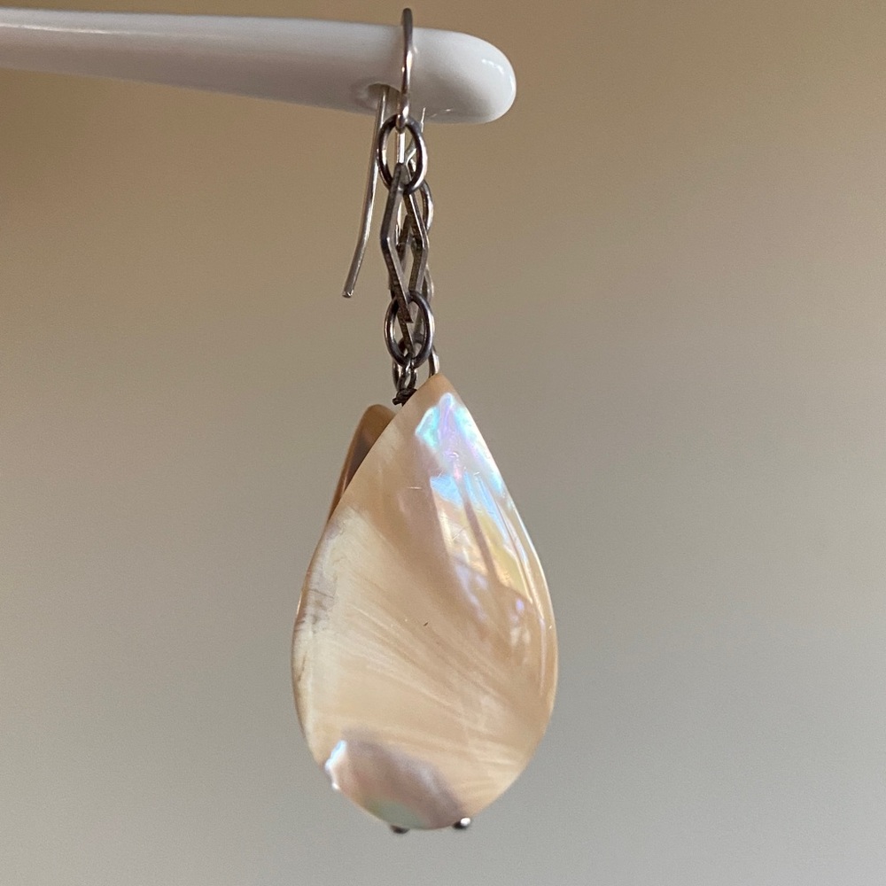 Mother of Pearl Teardrop Earrings | 925 Sterling Silver | Dangle Drop - Picture 8 of 10